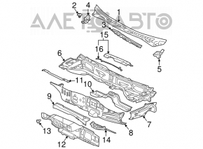 Поддон дворников металл Mitsubishi Galant 04-12