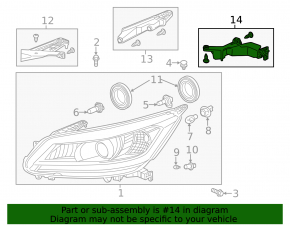 Кронштейн фары передний левый Honda Accord 13-15 нижний