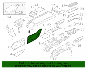 Накладка центральной консоли боковая передняя левая Volvo XC90 25-26 тип 2, B5, B6, черная