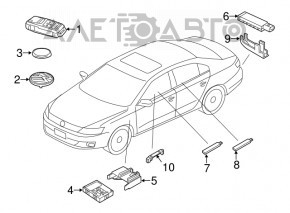 Ключ VW Passat b8 16-19 USA 4 кнопки, раскладной
