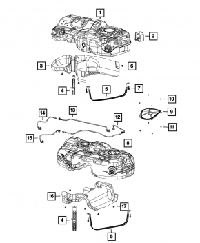 Топливный бак Jeep Cherokee KL 15-23 AWD