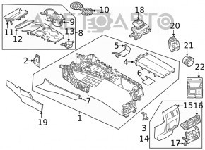 Накладка центральной консоли подстаканник Nissan Rogue 21-26 AWD