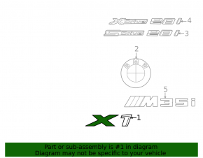 Эмблема надпись "X1" двери багажника BMW X1 F48 16-18