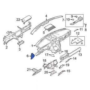 Накладка передней панели боковая правая Ford Mustang mk6 15-23 черная