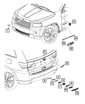 Эмблема капота Jeep Grand Cherokee WK2 16-17 бронза