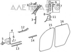 Накладка передней стойки средняя левая Mercedes W167 GLE 350 450 20-24 черная