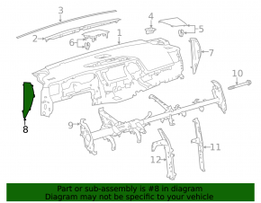 Накладка торпеды боковая левая Toyota Highlander 14-19 черная