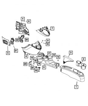 Консоль центральная задняя Fiat 500 12-19 черн