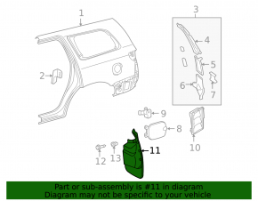 Брызговик задний правый Toyota Sequoia 08-16