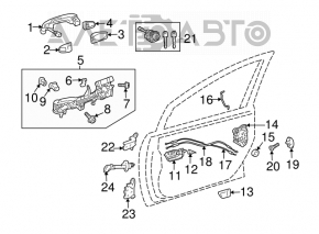 Механизм ручки двери передней правой Toyota Prius V 12-17