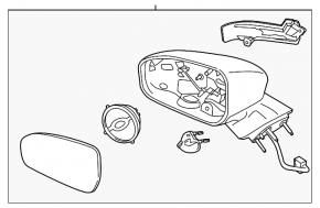 Дзеркало бічне праве у зборі Ford Fusion mk5 17-20 10 пінів, поворотник, підігрів, чорний, тріщина в поворотнику, зламана фішка