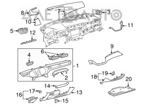 Накладка торпеды правая нижняя Toyota Avalon 13-15 коричневая, под дерево