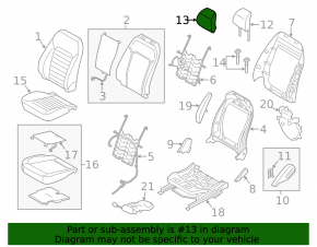 Подголовник передний левый Ford Fusion mk5 17-20 регулируемый, titanium, кожа, серый