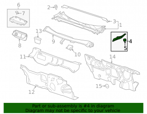 Уплотнитель решетки дворников левый Chevrolet Malibu 13-15