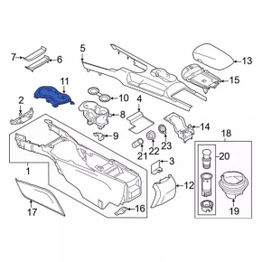 Накладка центральной консоли под подстаканники Ford Mustang mk6 17-23 хром