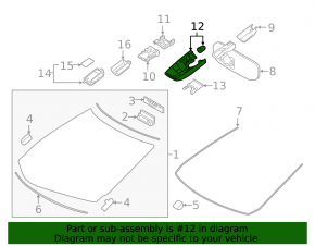 Накладка зеркала внутрисалонного Lexus RX350 RX450h 16-17 под камеру, 2 части, черная