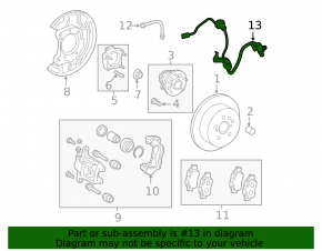Провод датчика ABS задний правый Toyota Sienna 11-20 FWD