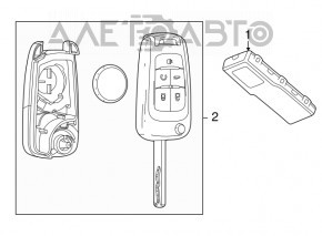 Ключ Buick Encore 13-16 4 кнопки