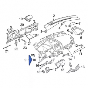 Накладка передней панели боковая левая Ford Edge 15-24 черная