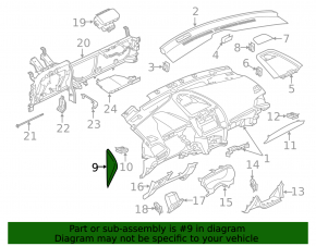 Накладка передней панели боковая левая Ford Edge 15-24 черная