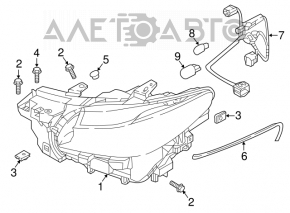 Фара передняя правая Mazda CX-9 16-23 LED без Adaptive, сломан корпус