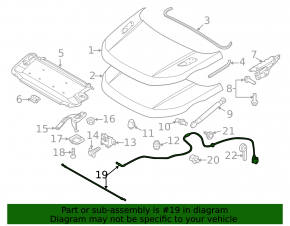 Трос открытия замка капота Land Rover Range Rover Evoque 12-18