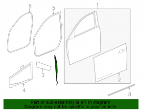 Уплотнитель двери передней левой Cadillac CTS 14-19 передний