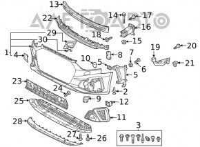 Підсилювач переднього бампера Audi A4 B9 17-25