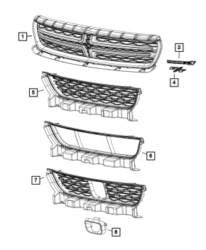 Решетка радиатора grill Dodge Charger 15-23 рест, STD type
