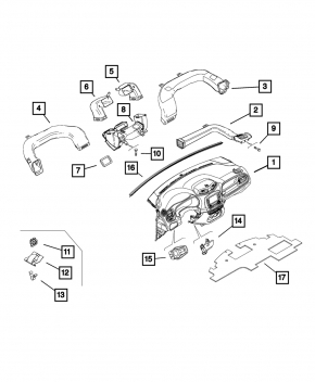Торпедо передняя панель с AIRBAG Jeep Renegade 15-17 черн