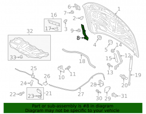 Крюк капота Audi A6 C7 12-18 на капоте