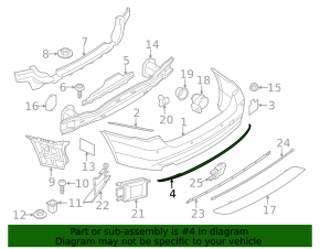 Молдинг заднего бампера BMW 4 F32/33/36 14-16 Luxury Line, хром