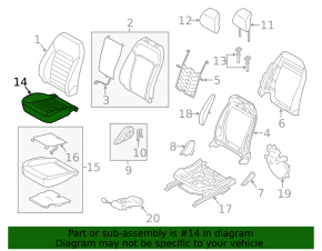 Обшивка подушки пассажирского сиденья Ford Fusion mk5 13-16 titanium кожа черная, с подогревом
