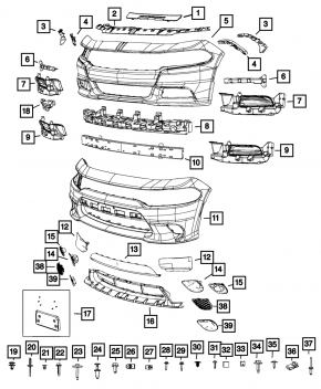 Крепление переднего бампера левое нижнее Dodge Charger 15-23 рест