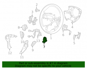 Кнопки управления на руле правые Honda Accord 13-15 под дистроник с глянцевой накладкой и нижним управлением