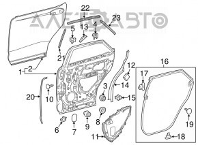 Накладка двери внутренняя задняя левая Lexus RX350 RX450h 16-22 без уплотнителя, вмятинка