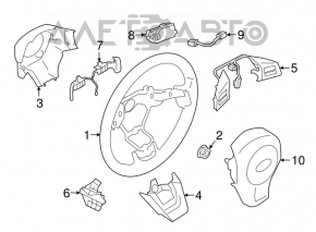 Руль голый Subaru Impreza 17-23 GK кожа, красная строчка