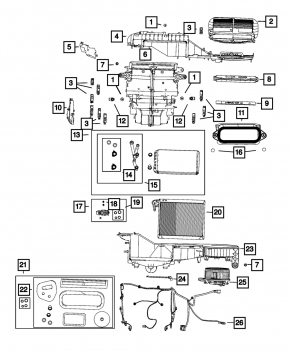 Корпус печки голый вентиляция Jeep Grand Cherokee WL 21-26 long