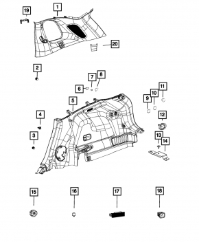 Обшивка арки права Jeep Cherokee KL 19-22 чорна