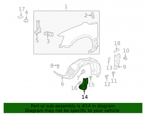Брызговик передний правый Lexus RX300 98-03
