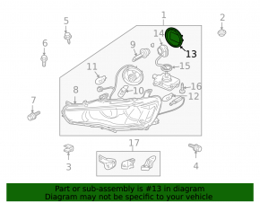 Крышка фары передняя правая Mitsubishi Lancer 12-15 галоген