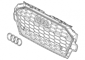 Решетка радиатора grill Audi A4 20-25 рест, черный глянец-хром, под камеру