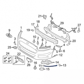 Губа заднего бампера Ford Fusion mk5 13-18 под 1 трубу