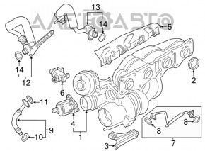 Турбіна в зборі з колектором BMW 5 F10 14-16 2.0T, 61к, оплавлена