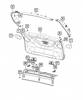 Обшивка двери багажника верхняя Jeep Compass 17-21 серая