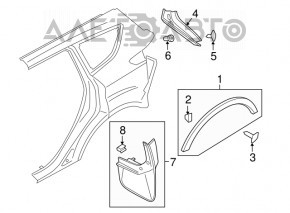 Накладка арки крила ззаду ліва Ford Escape MK3 13-19 дорест