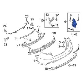 Крепление заднего бампера правое внутреннее Ford Fusion mk5 19-20