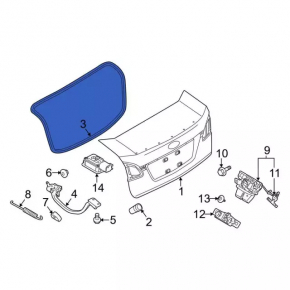 Уплотнитель крышки багажника Ford Fiesta 14-19 4d