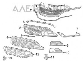 Решетка радиатора grill голая Chrysler 200 15-17 без молдинга и значка
