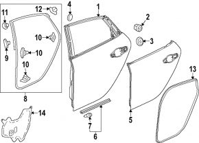 Уплотнитель дверного проема задний левый Honda Civic XI FE/FL 22-26